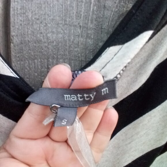 MATTY M DRESS WOMENS SZ S STRIPED WHITE/ GRAY MAXI STRETCH SLEEVELESS PULLOVER - Picture 5 of 7